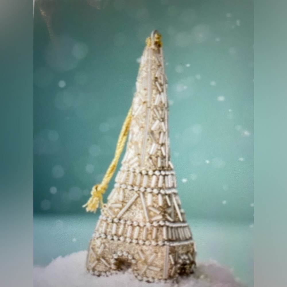 ❤️ ANTHROPOLOGIE EIFFEL TOWER HAND BEADED ORNAMENT NEW
